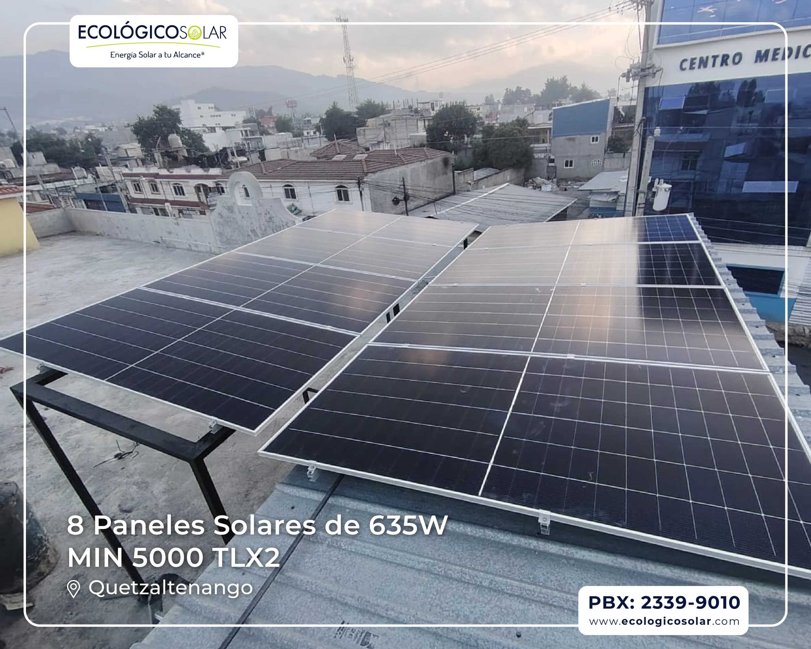 Aplicación Comercial - 8 Paneles Solares de 635W - Inversor Growatt MIN 5000 TL-X2