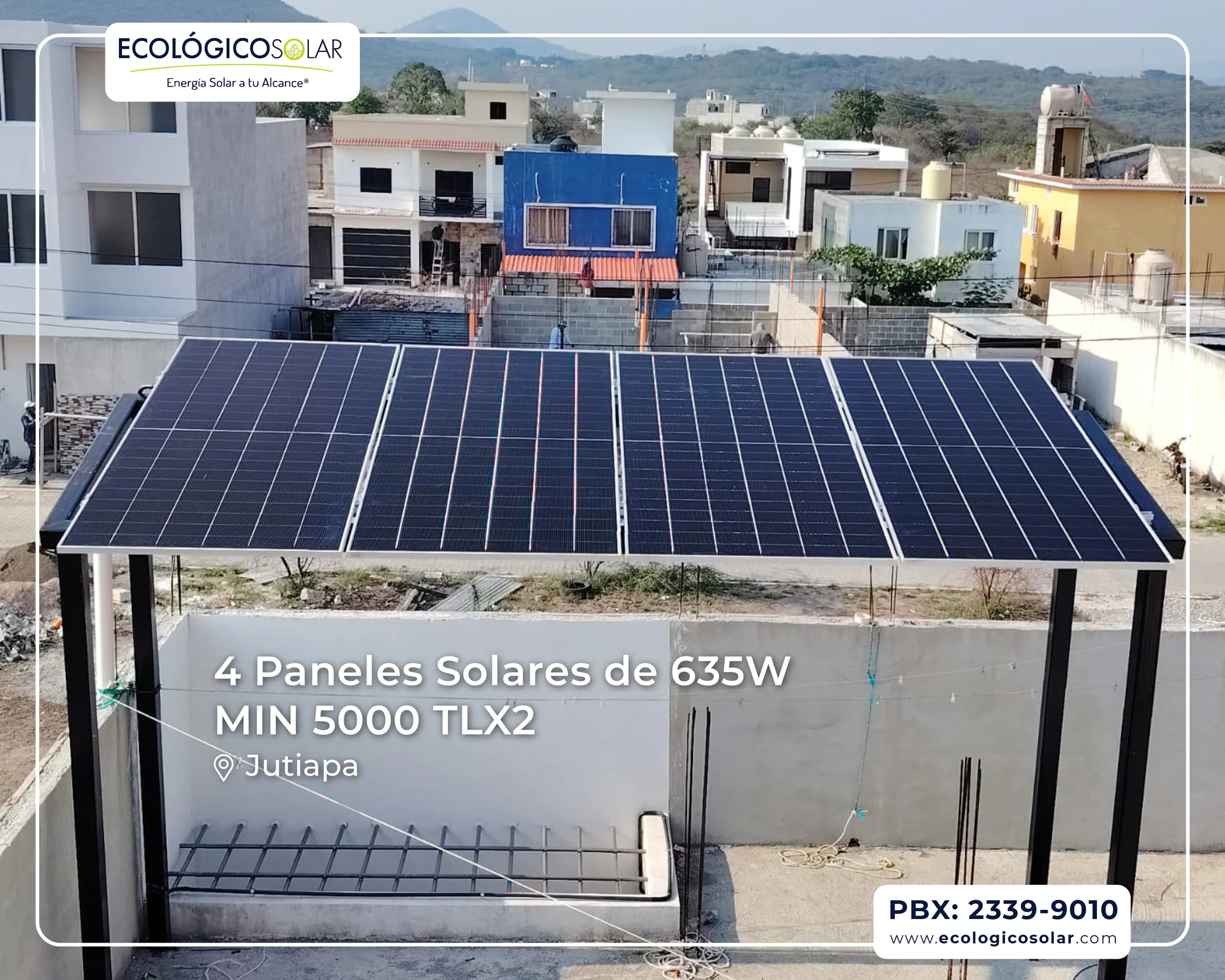 Aplicación Residencial - 4 Paneles Solares de 635W - Inversor Growatt MIN 5000 TL-X2