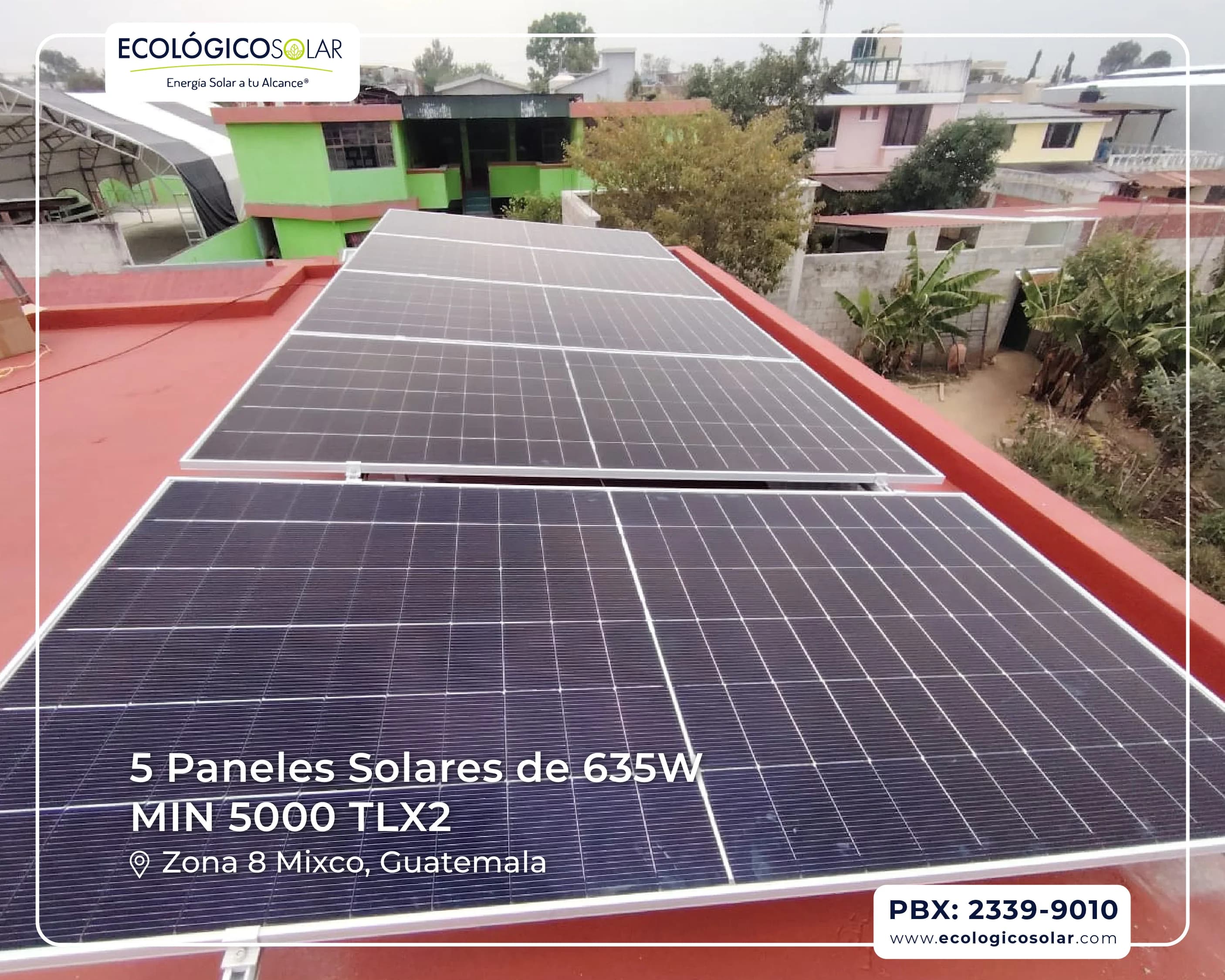 Aplicación Residencial - 5 Paneles solares de 635W - Inversor Growatt MIN 5000 TL-X2