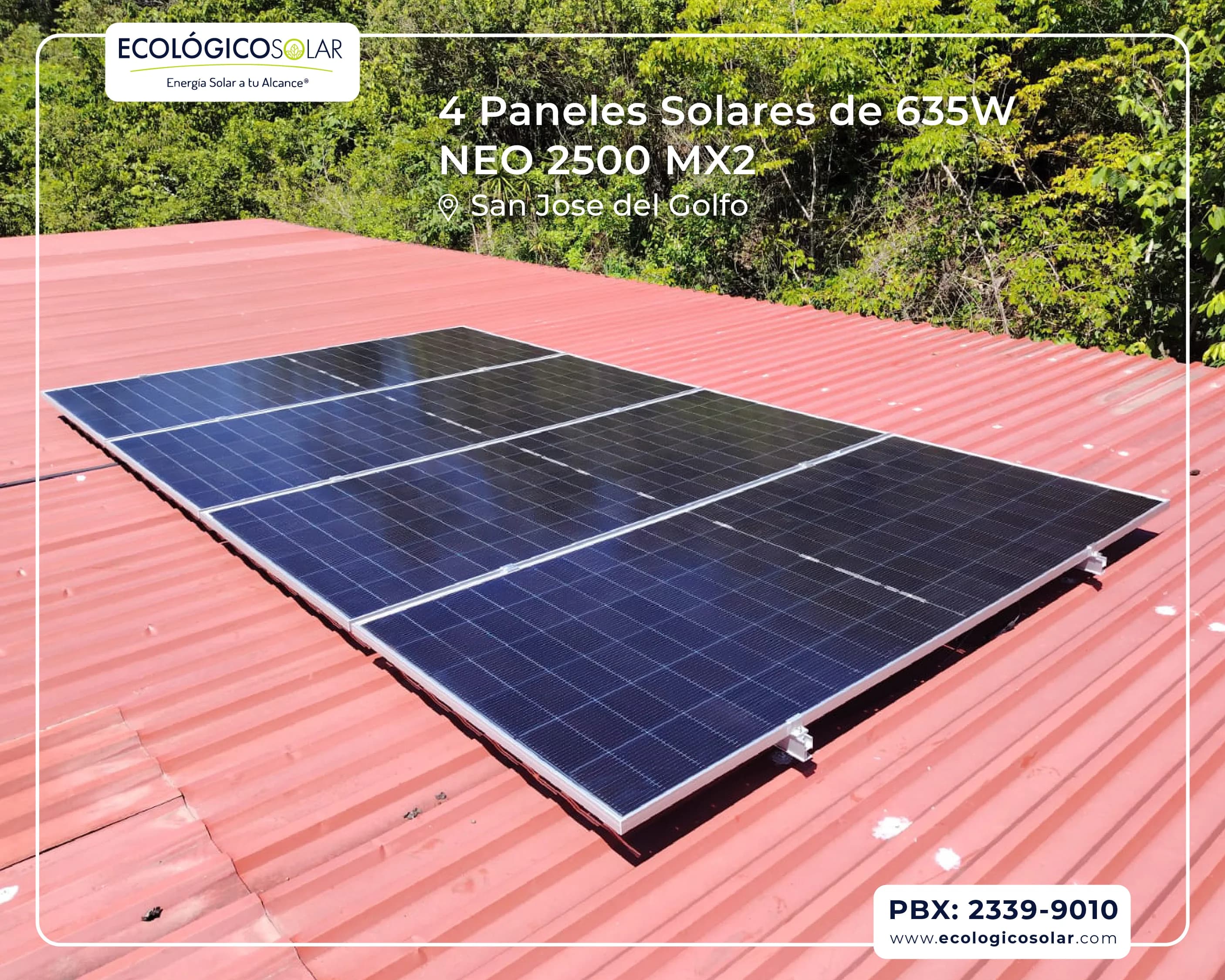 Aplicación Residencial - 4 Paneles solares de 635W - Micro Inversor NEO 2500 MX2