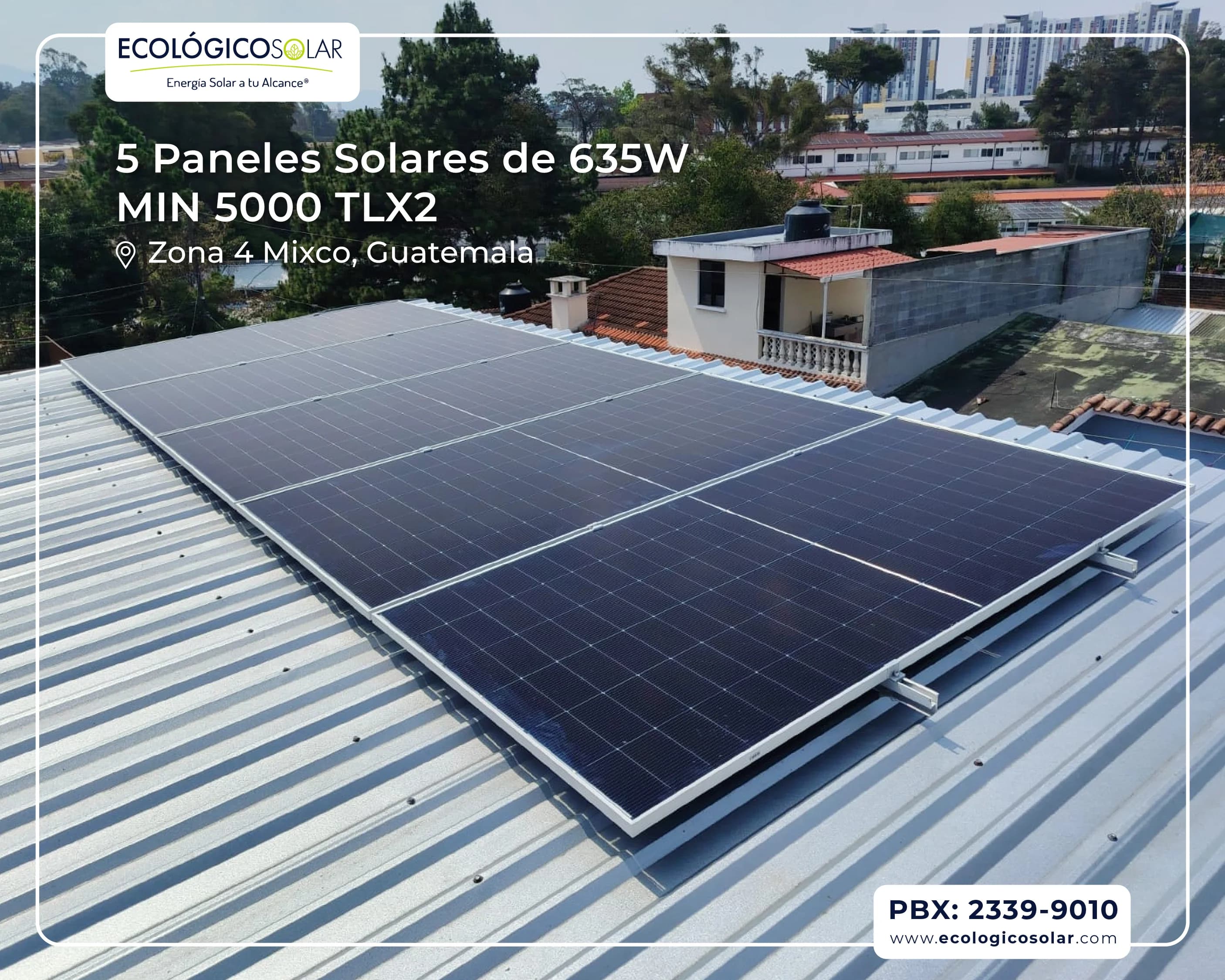 Aplicación Residencial - 5 Paneles Solares de 635W - Inversor Growatt MIN 5000 TL-X2