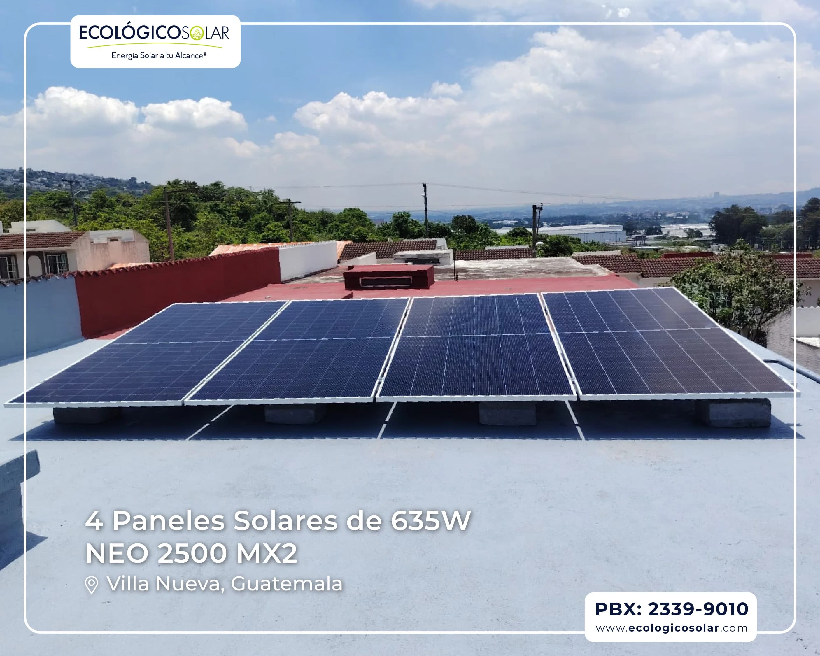 Aplicación Residencial - 4 Paneles Solares de 635W - Micro Inversor Growatt NEO 2500 MX2