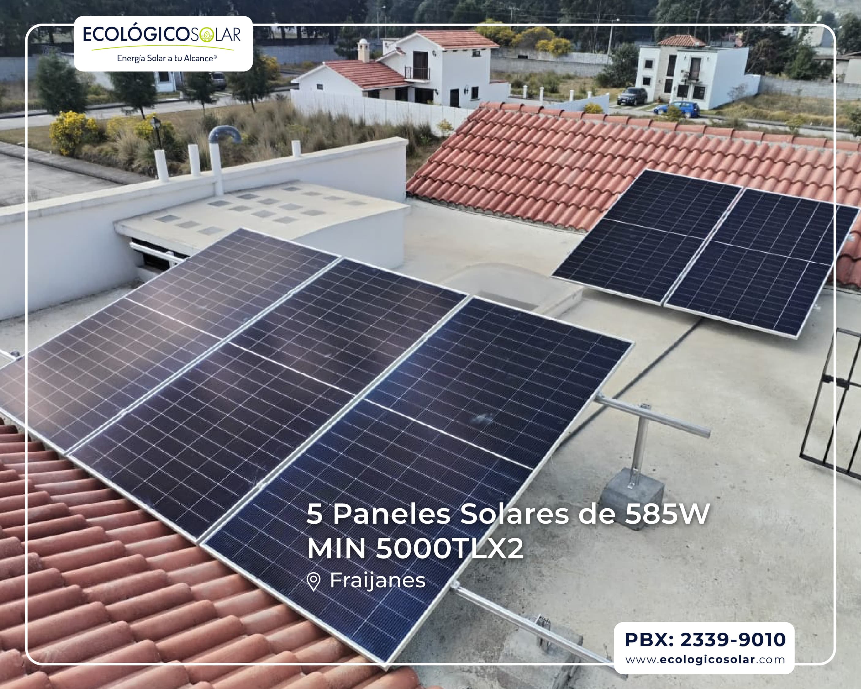 Aplicación Residencial - 5 Paneles Solares de 585W · Inversor Growatt MIN 5000TL-X2
