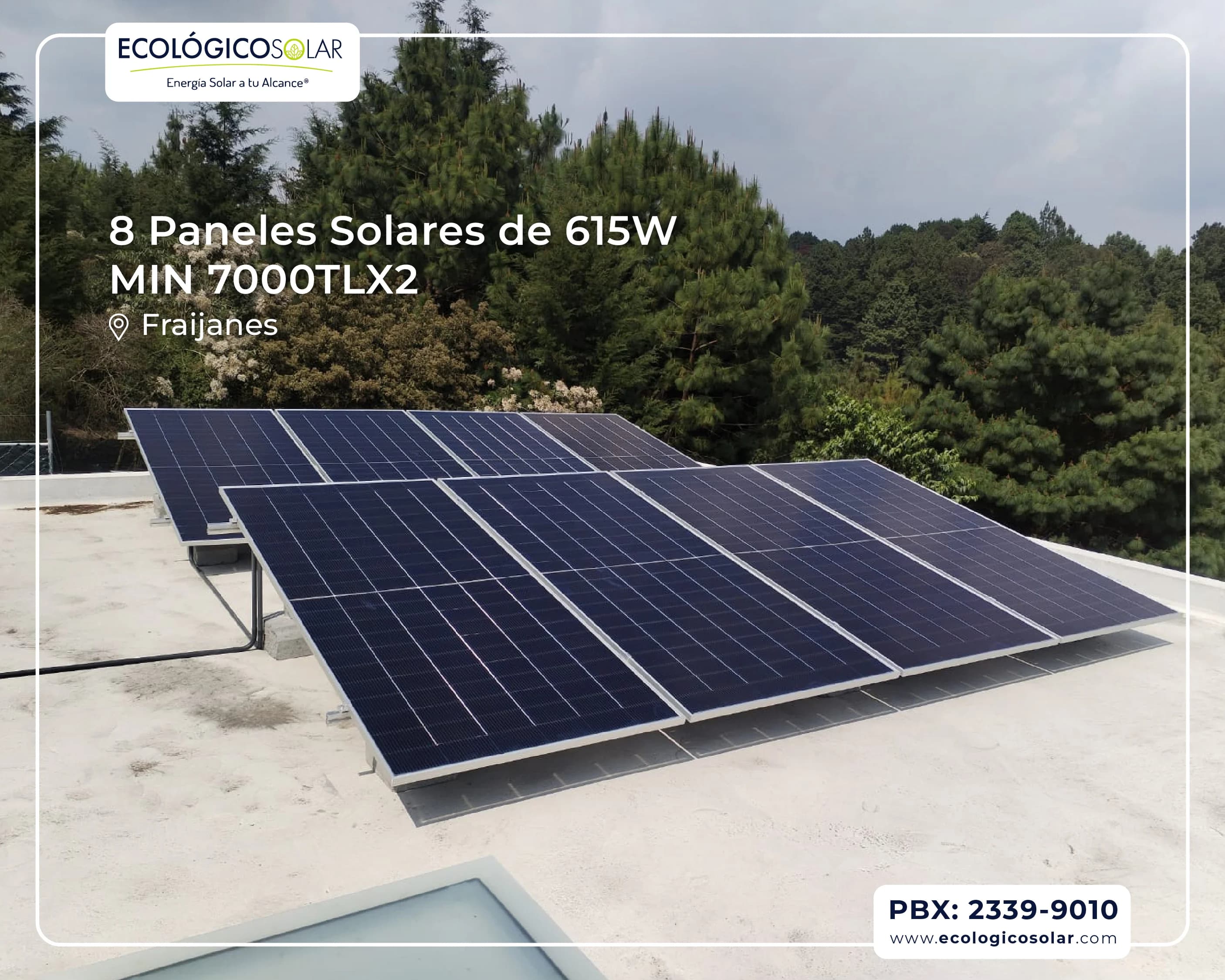 Aplicación Residencial - 8 Paneles Solares de 615W · Inversor Growatt MIN 7000TL-X2