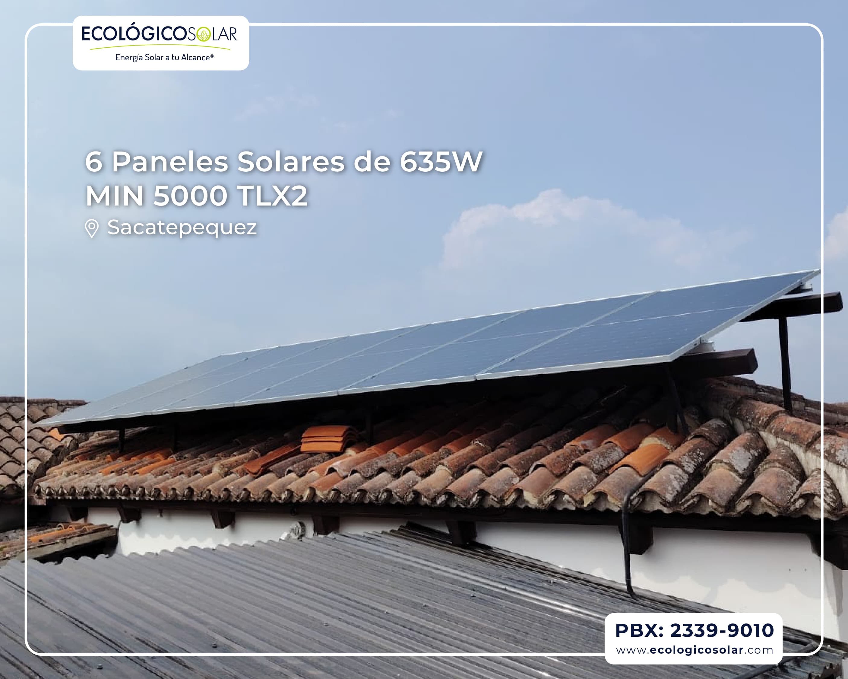 Aplicación Residencial - 6 Paneles Solares de 635W - Inversor Growatt MIN 5000TL-X2