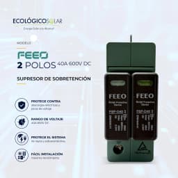 Supresor de Sobretensión de 2 Polos 40A 600V DC 1