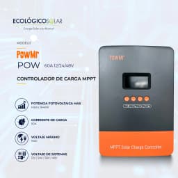  Controlador de Carga MPPT marca POWMR 60A 12/24/48V 1