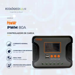  Controlador de Carga PowMr Modelo de 80A 12/24V/48V 1