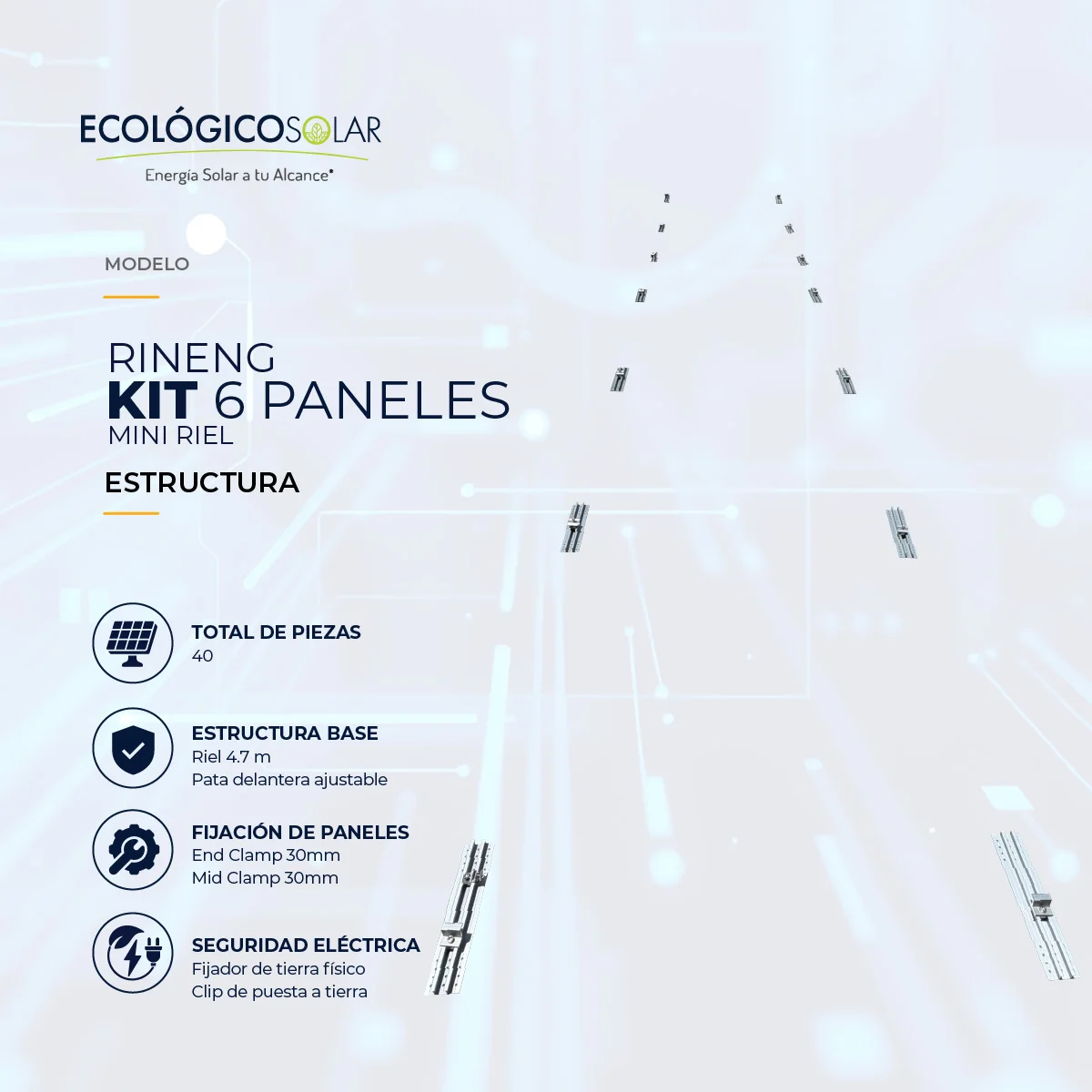 KIT 6 PANELES - MINI RIEL