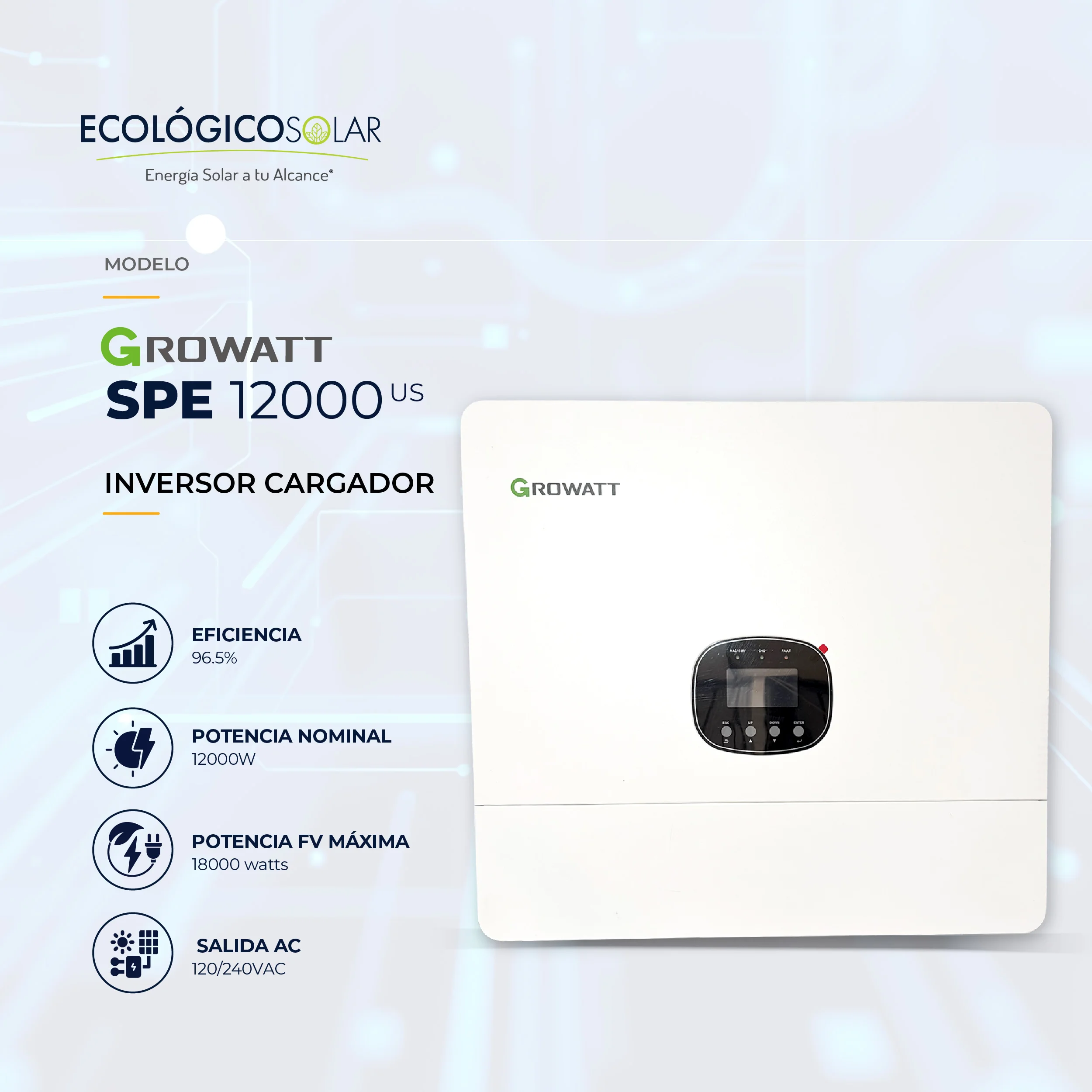 Inversor cargador Growatt SPE 12000 US
