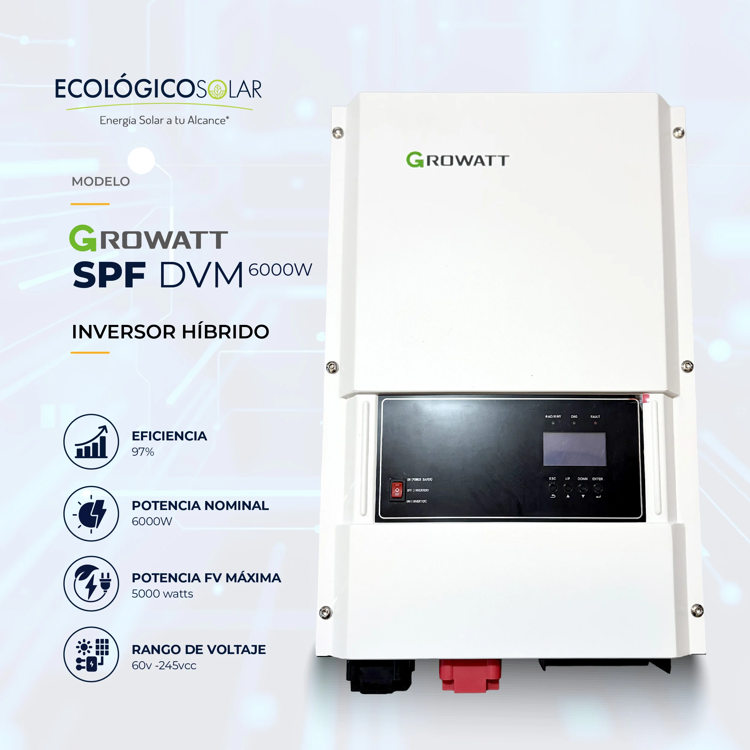Inversor Cargador SPF 6000T-DVM-MPV 48V 240V AC
