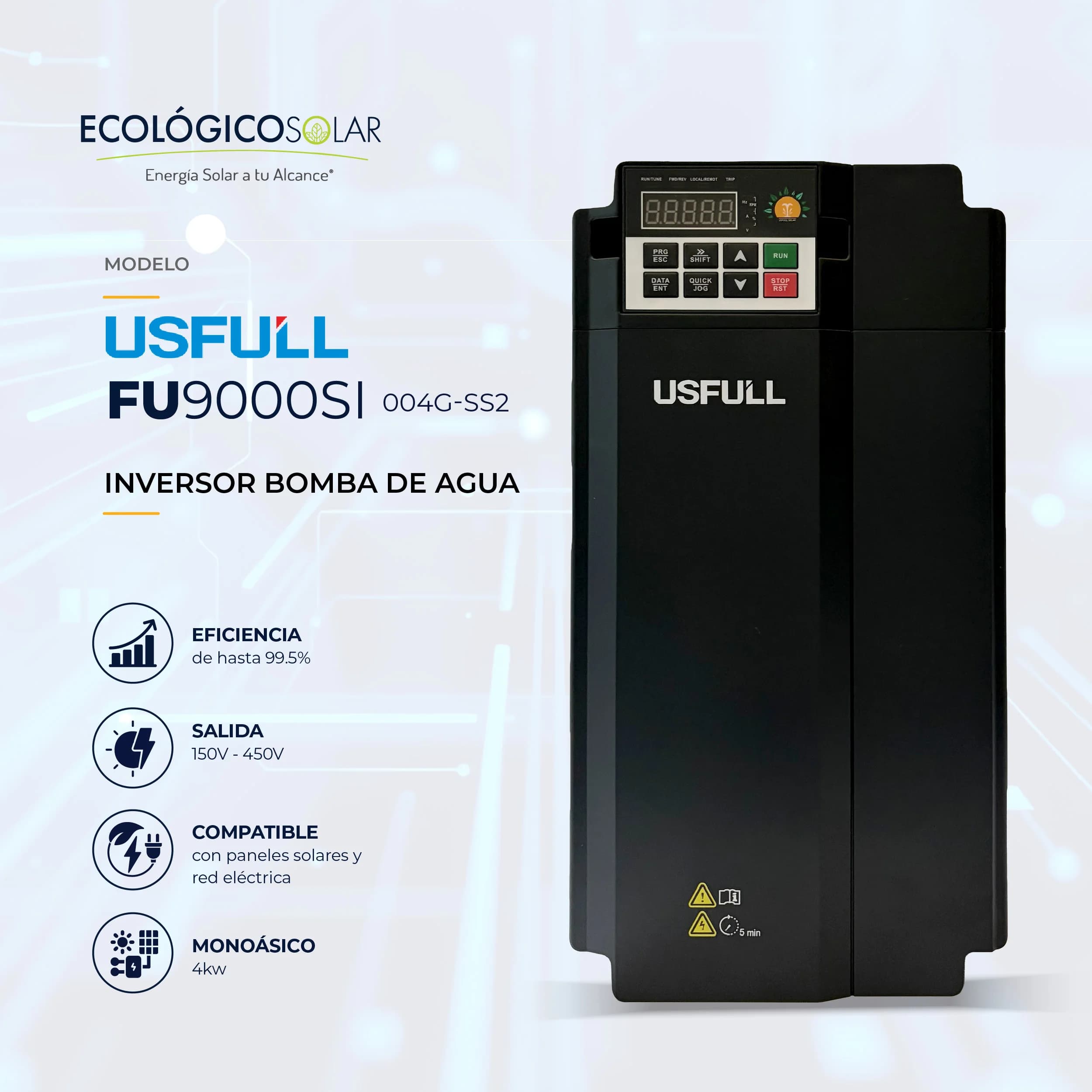 Inversor para bomba de agua USFUL FU9000SI-004G-SS2 -4KW MONOFASICO