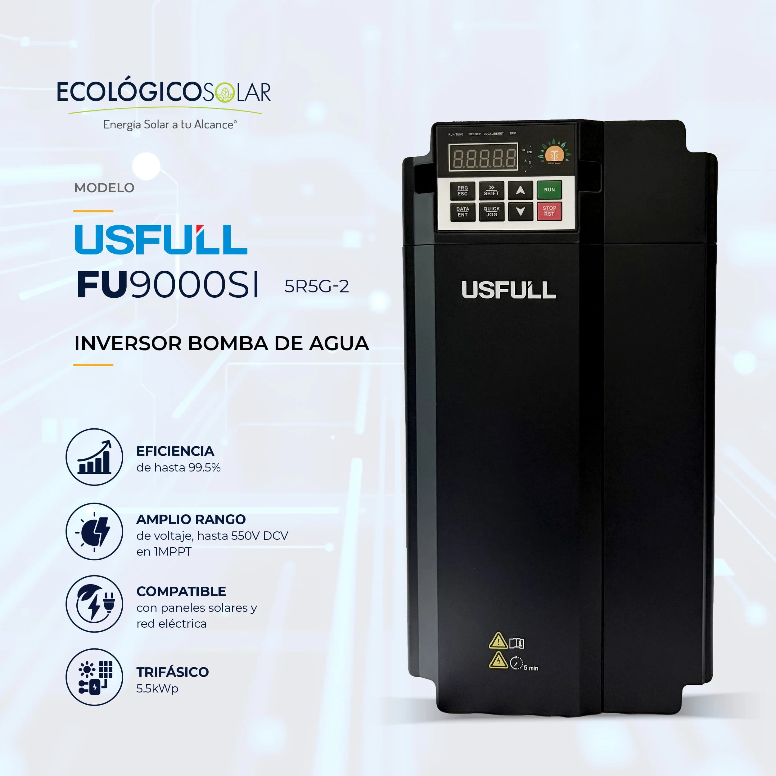 Inversor para bomba de agua FU9000SI-5R5G-2 - 5.5KW TRIFASICO